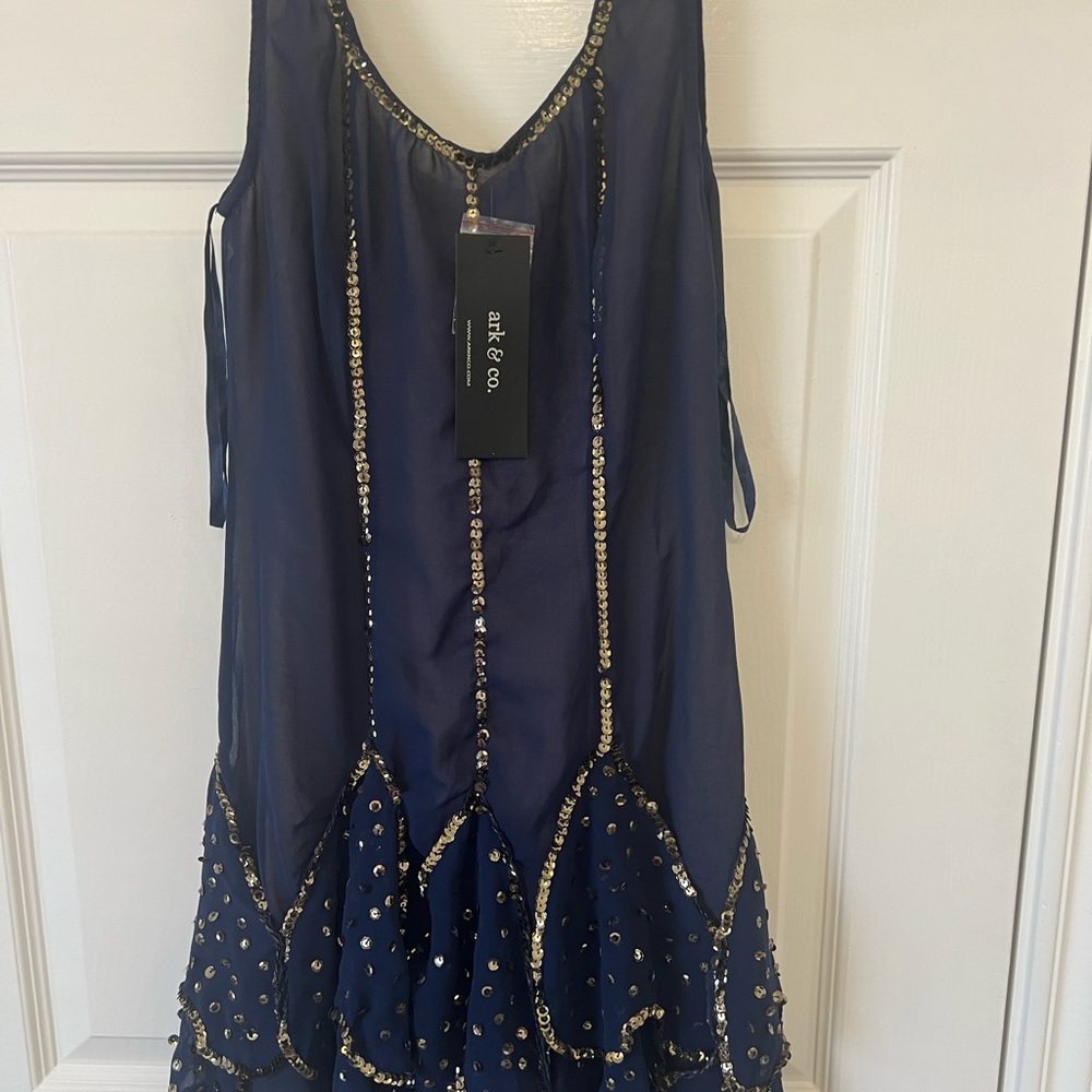 Ark & Co Midnight Blue Dress with Gold Accents